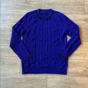 J Crew Embellished Cable Sweater